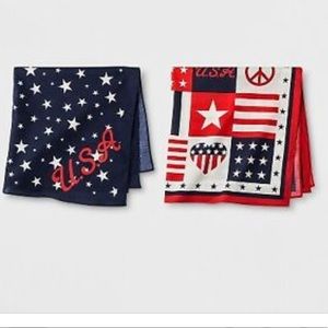 American Flag Stars Stripes Patchwork Bandana 2pk